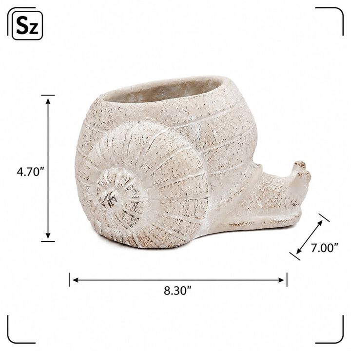 WOW PIONEER Decorative Sand and Cement Snail Planter Stylized Silhouette for Succulents Herbs Trailing Plants Indoor Home Decor