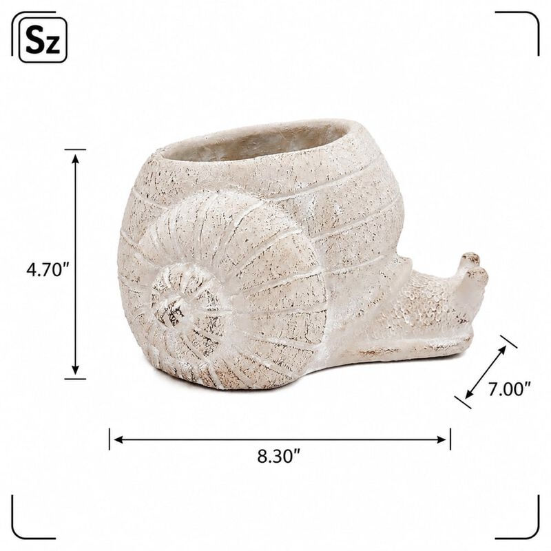 WOW PIONEER Decorative Sand and Cement Snail Planter Stylized Silhouette for Succulents Herbs Trailing Plants Indoor Home Decor image number 1