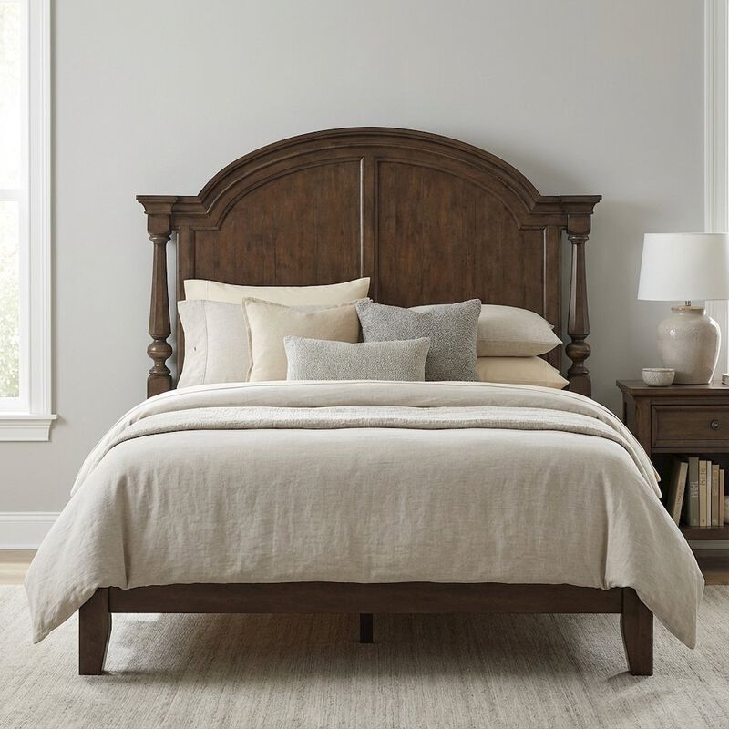 Liberty Furniture Cherry King Poster Bed Headboard Wood Construction Traditional Style image number 2