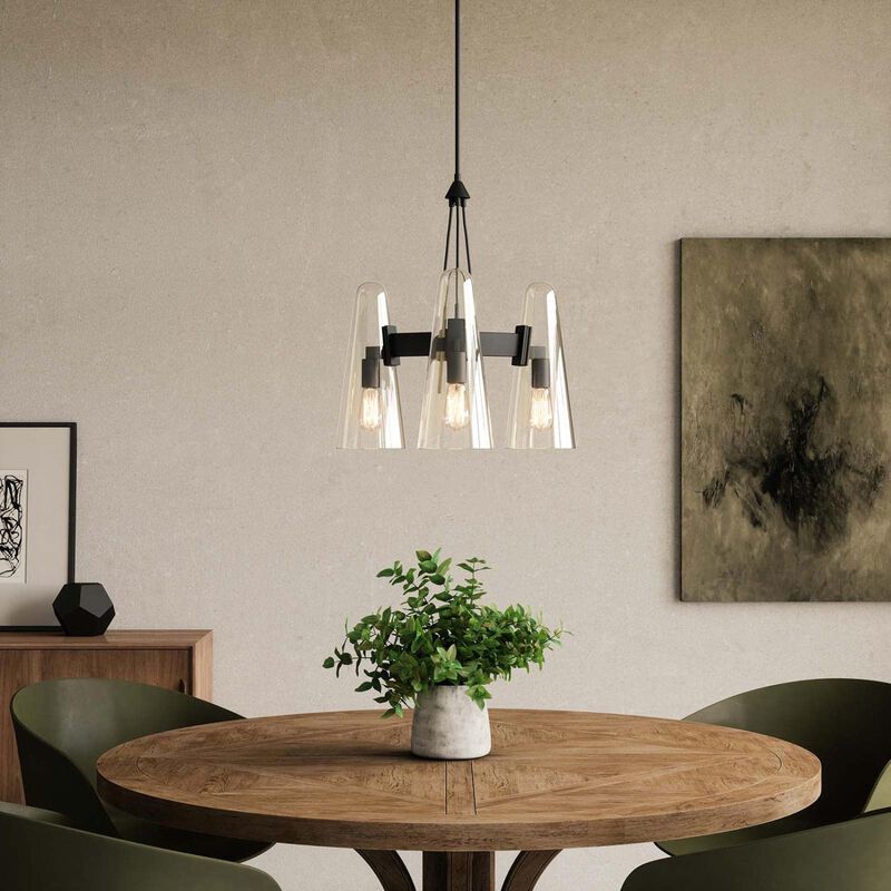 Modway Beacon 3-Light Pendant Light in Clear Black, 20.5 x 20.5 x 73 image number 2