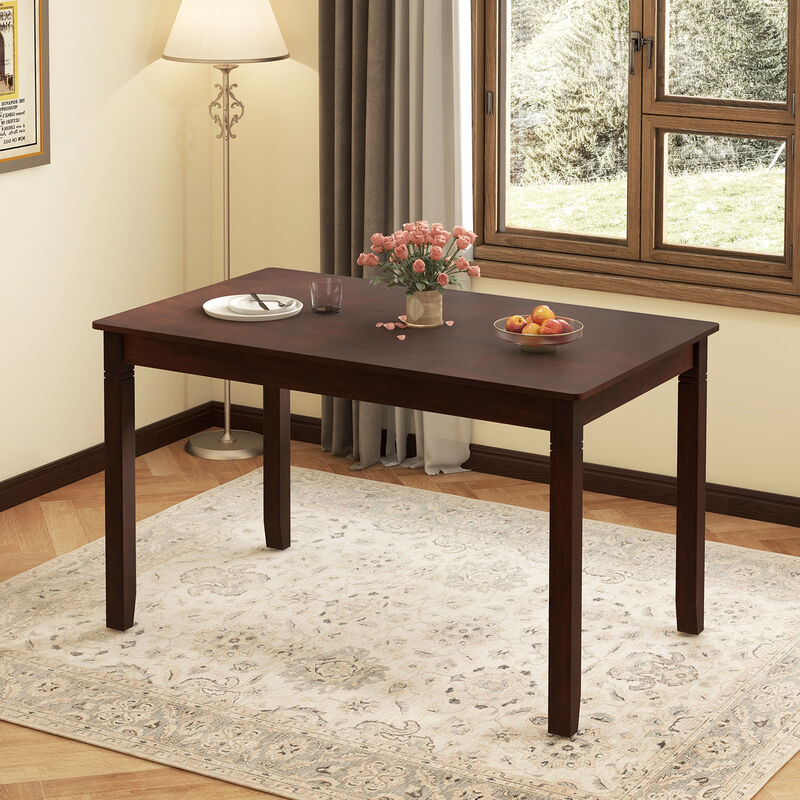 Compact Rectangular Dining Table for 4 People &ndash; Wood and Rubber Wood Legs image number 2