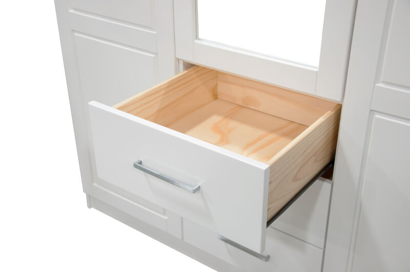 100% Solid Wood Cosmo 3-Door Wardrobe with Mirrored Door