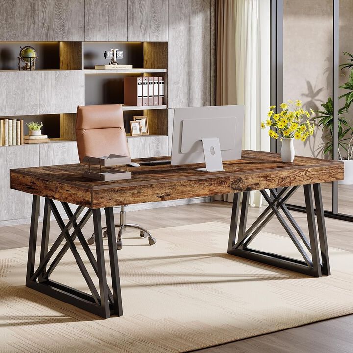 Tribesigns 86" Two Person Desk, Long Computer Desk Conference Table for Home Office, Extra Large Double Workstation Writing Desk for Two, Gaming Desk and Dining Table for Office and Study Room