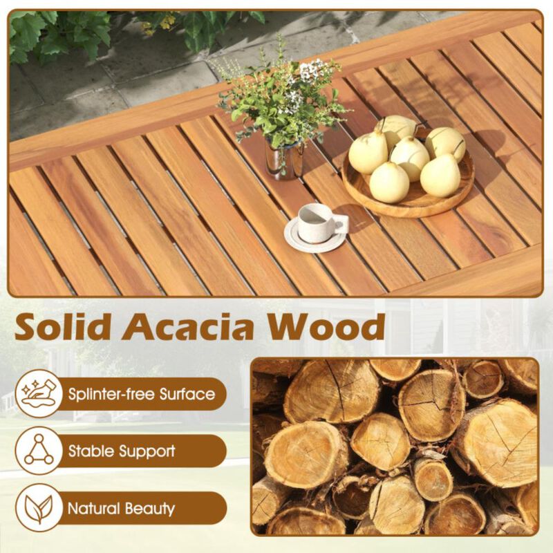 Hivvago 4 Pieces Outdoor Acacia Wood Conversation Set with Soft Cushions and Coffee Table