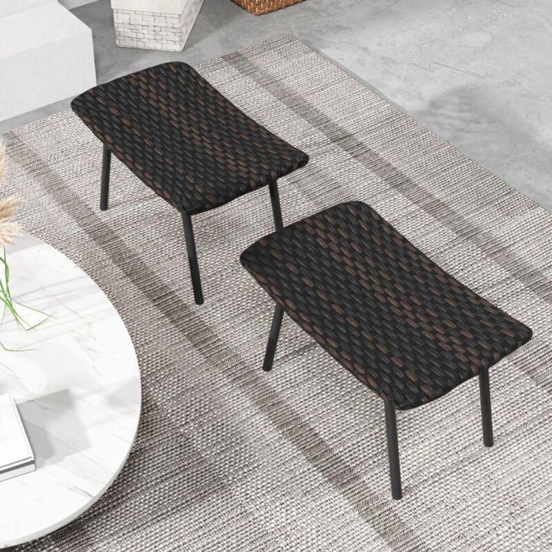 Hivvago All Weather Outdoor Ottomans Set Patio Footrest Seats Set with Sturdy Metal Legs