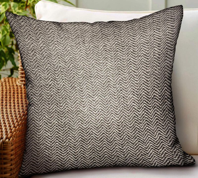 Plutus Brands Jagged Ash Gray Chevron Luxury Outdoor/Indoor Throw Pillow image number 1