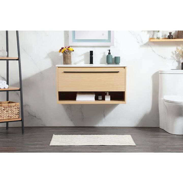 Elegant Kitchen and Bath 36 inch Single bathroom vanity in maple