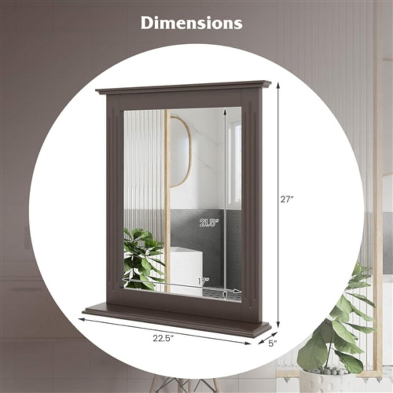 Bathroom Wall Mirror with Shelf for Storage and Bathroom Decor