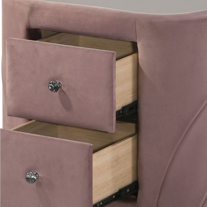 Plethoria Home Pink Upholstered 2-drawer Nightstand