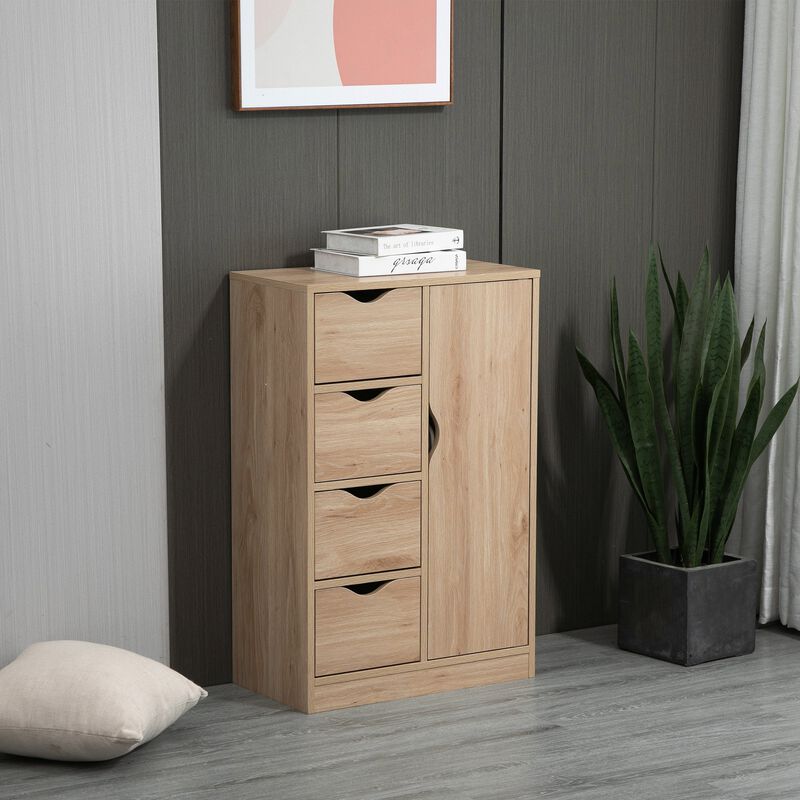 Oak Bathroom Storage: Freestanding Cabinet with 4 Drawers