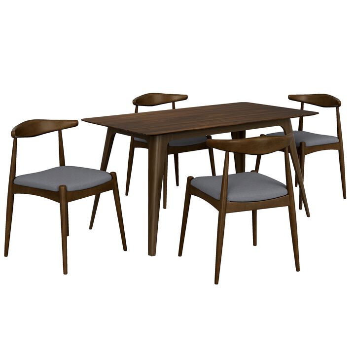 Merax 5-Piece Vintage-Inspired Dining Set - Rubberwood Frame with Ergonomic Upholstered Chairs