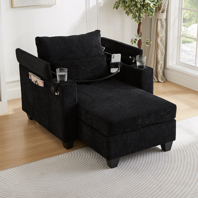 Merax Sofa Bed Corduroy Sleeper Sofa with USB Ports