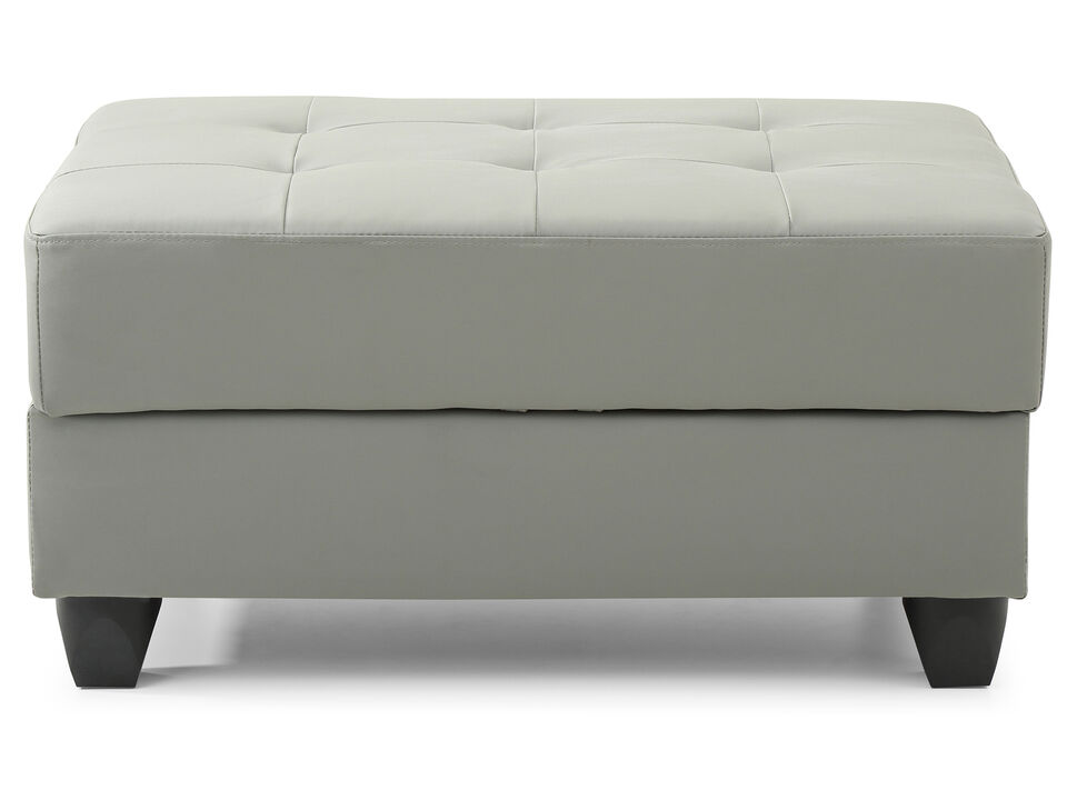 Nyla Gray Faux Leather Upholstered Storage Ottoman