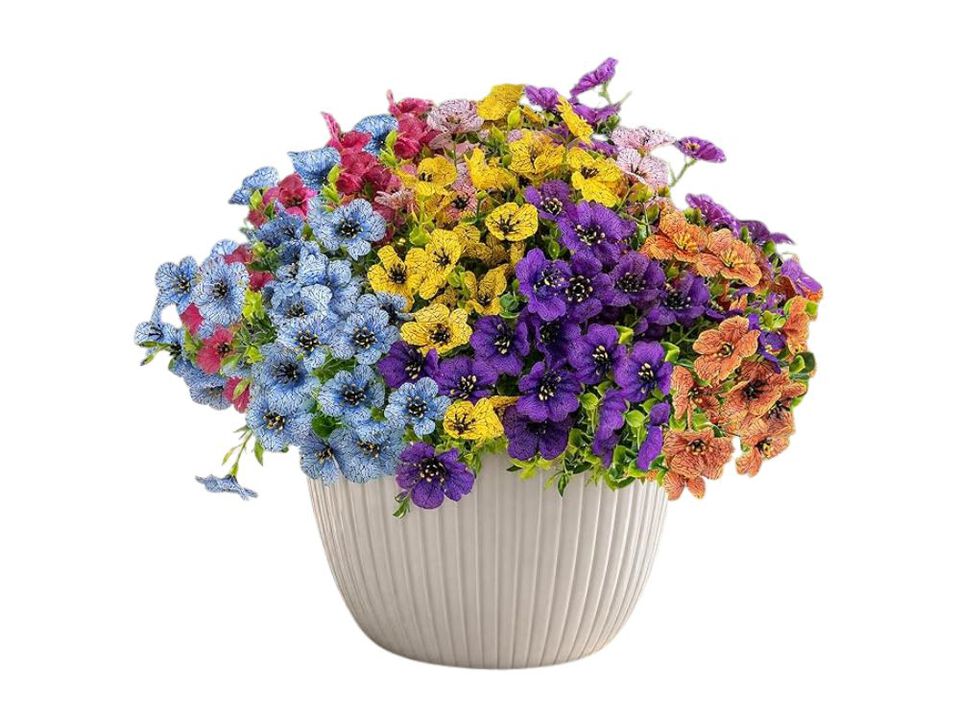 14 Bundle Colorful Artificial Outdoor Plants UV Resistant Garden Porch Decor
