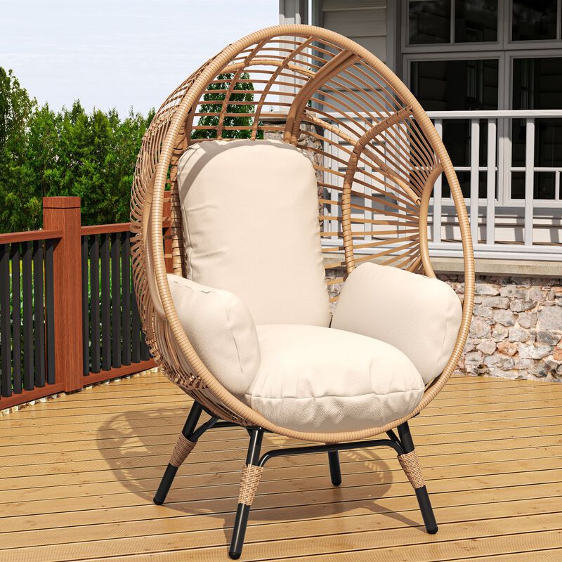 Hivvago PE Rattan Egg Swing Chair with Cushion image number 3