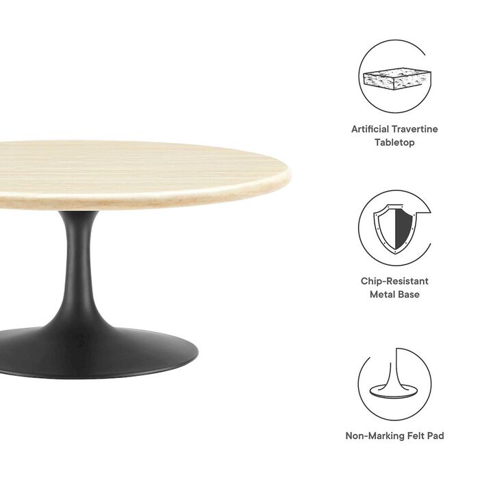 Lippa 36&rdquo; Round Faux Travertine Coffee Table