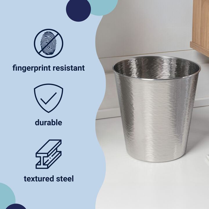 Remi Modern Classic Textured Steel 2-Gallon Wastebasket