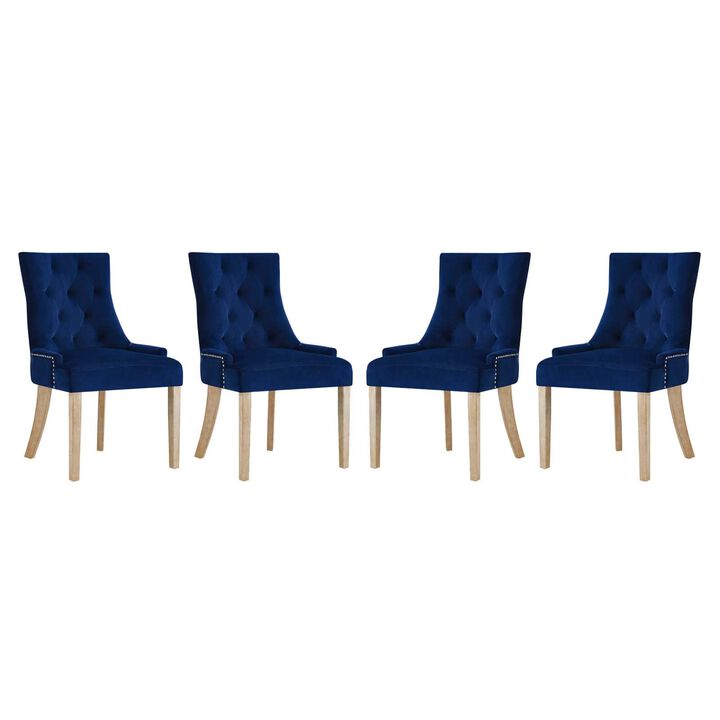 Modway Ponder Mid-Century Modern Four Dining Chair with Performance Velvet in Gray
