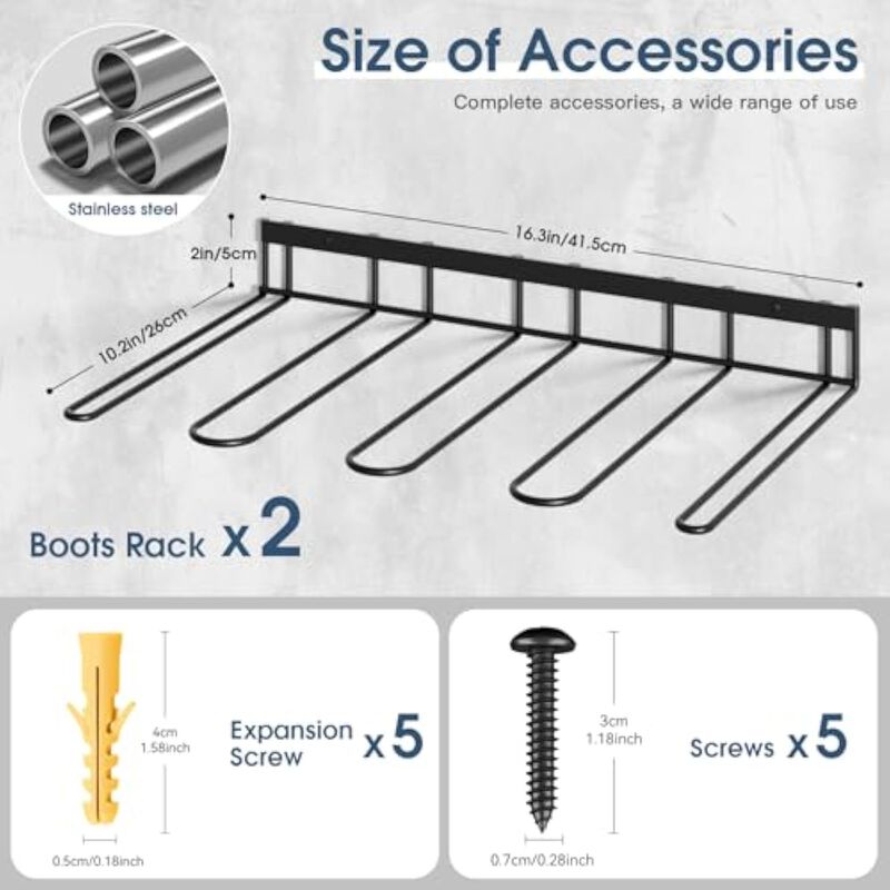 Entryway Metal Shoe Organizer 4 Pair Black Boot Rack Wader image number 3