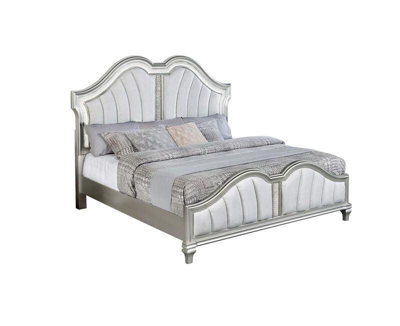 Best Quality Furniture Eastern King Silver Panel Bed In Silver Color