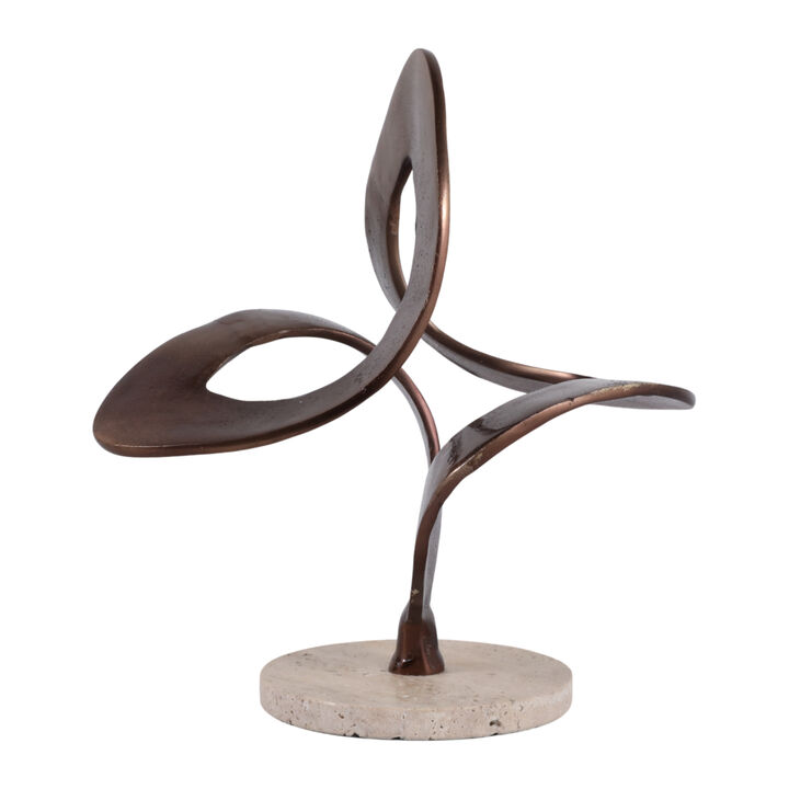13x11" Swirl Sculpture On Travertine Base, Bronze