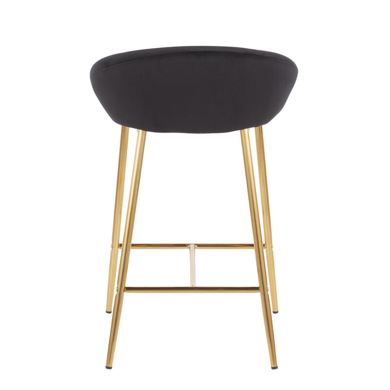 Lumisource Matisse Glam Counter Stool with Gold Frame and Black, Velvet - Set of 2 image number 6