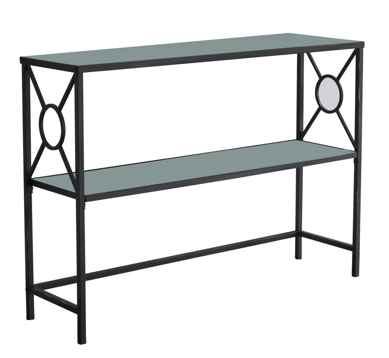 Kings Brand Furniture Loyd Metal with Glass Shelf Console Table,  Black/Brushed Copper