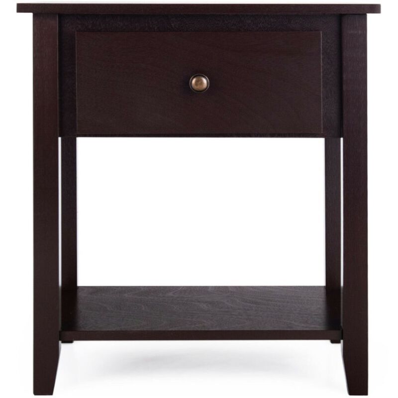 Hivago Nightstand with Drawer and Storage Shelf for Bedroom Living Room
