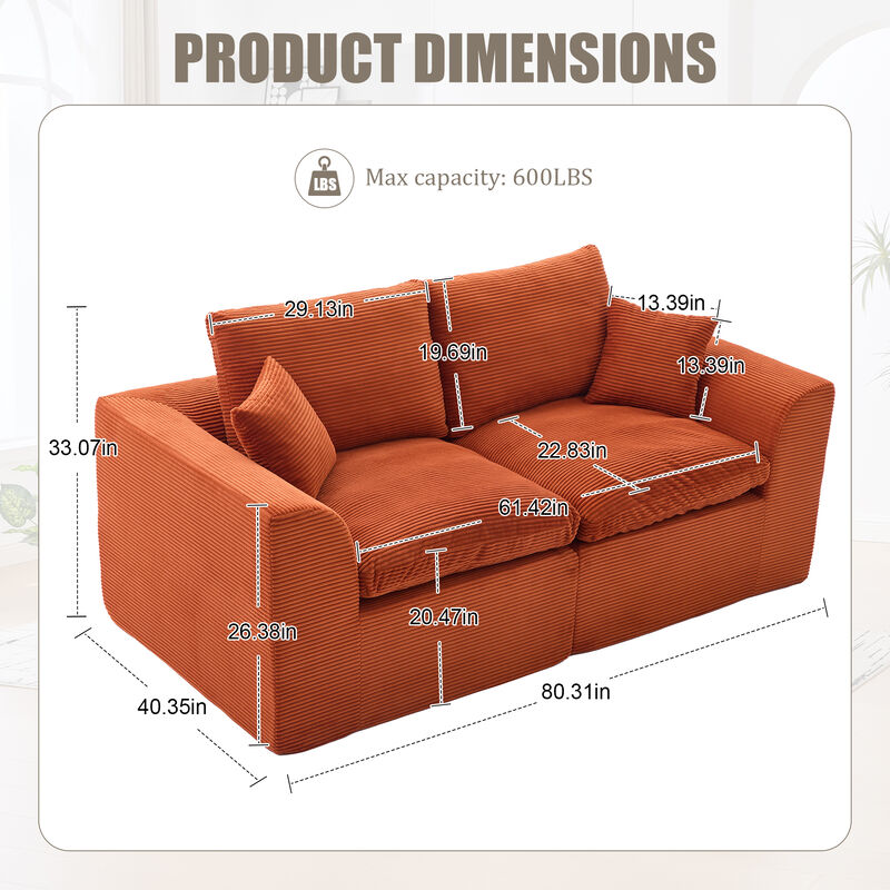 2-Seater Sofa Cloud Couch Loveseats Modular