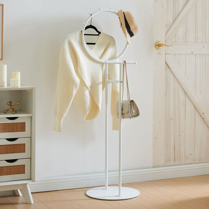 Kings Brand Furniture Cheska Suit Valet Stand with Circular Frame Perfect for Bedrooms & Entryways