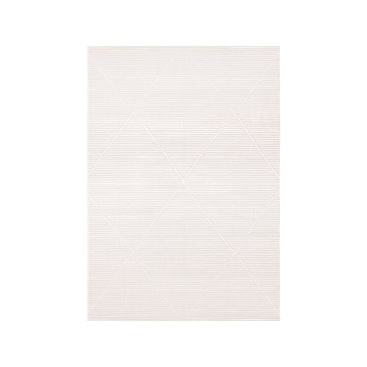 Novelle Home Logan Striped Trellis Soft Cream Area Rug, 5'3 X 7'7