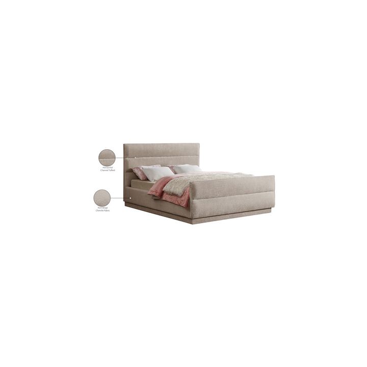 Meridian Furniture Paxton Beige Chenille Fabric Queen Bed