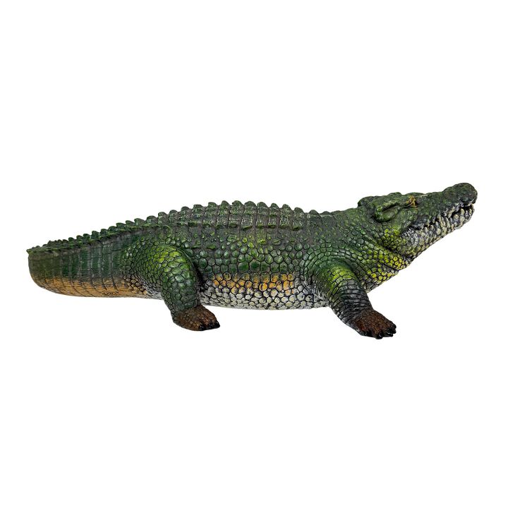 Alligator Statue Realistic Green Resin Outdoor Garden Figure 21 Inch