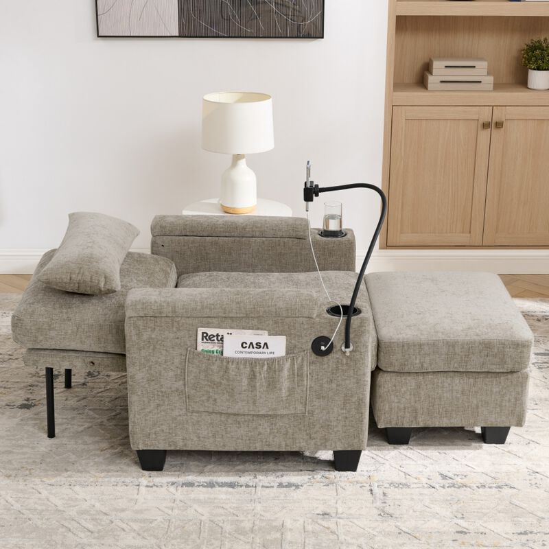Kurtfo Chenille Accent Chair Set image number 3