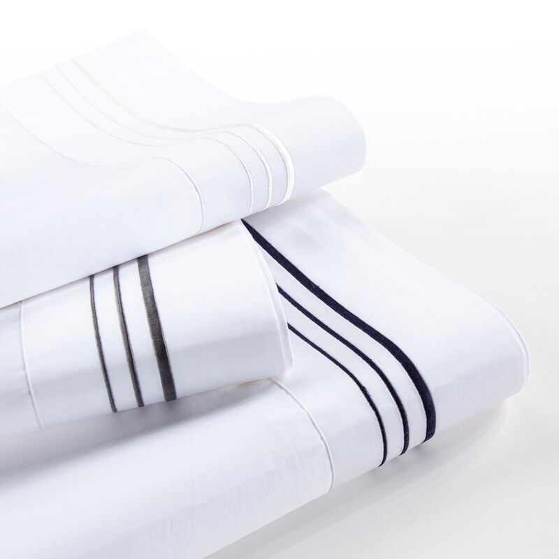 Border Embroidery Twin White Duvet Cover Set image number 3