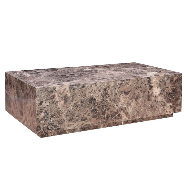 World Interiors Giza 50" Coffee Table in Dark Emperador Marble image number 1