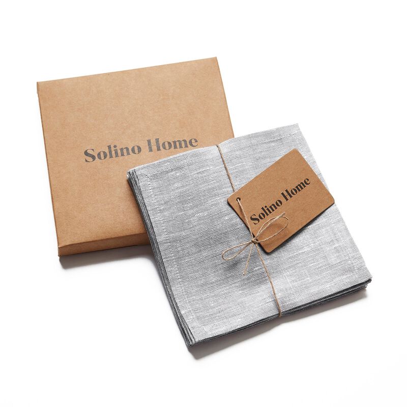 Christmas Linen Cocktail Napkins 6 x 6 in Set of 12 - Athena, Solino Home