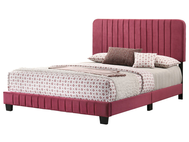 Lodi Velvet Upholstered Channel Tufted Queen Panel Bed