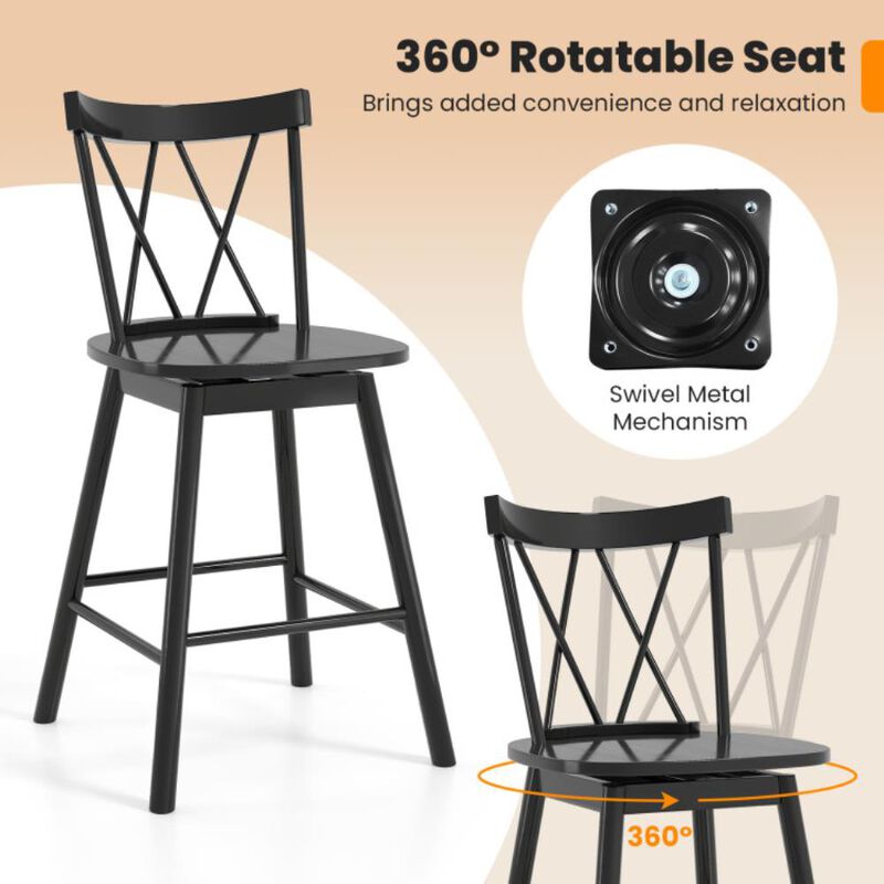 Hivvago Set of 2 Windsor Bar Stool with Ergonomic Backrest and Footrests