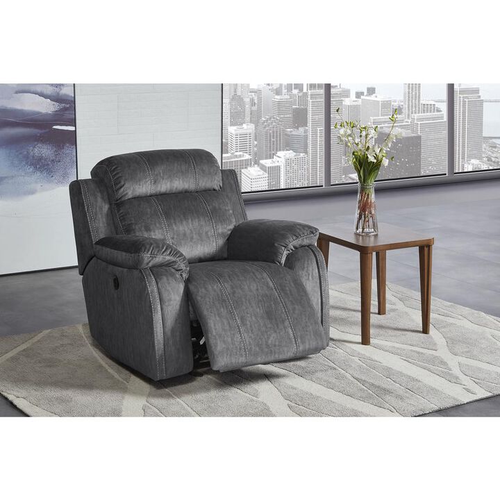 New Classic Furniture Furniture Tango Glider Recliner with Polyester Fabric in Shadow Gray