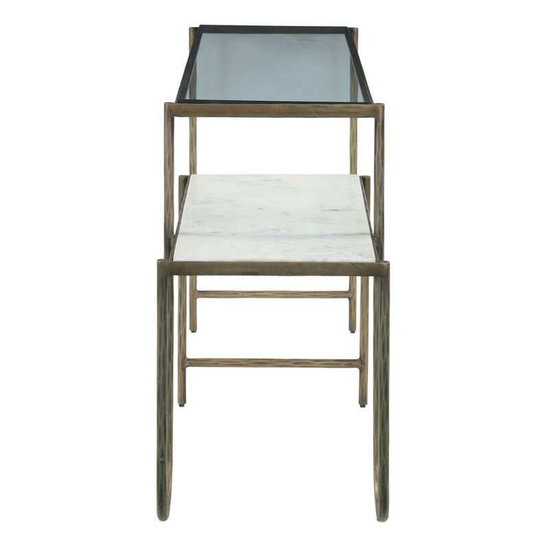 World Interiors Sonoma 50" Nesting Console Table with Marble and Glass image number 3