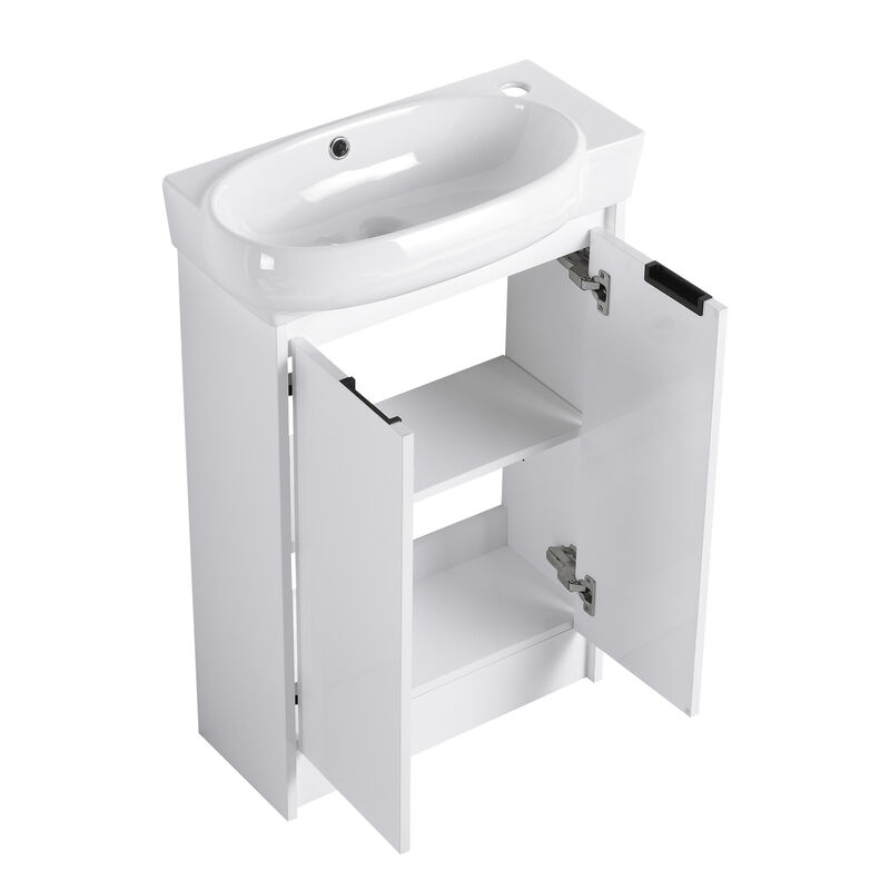 Modern 23" Freestanding Bathroom Vanity with Soft Close Doors and Adjustable Shelf