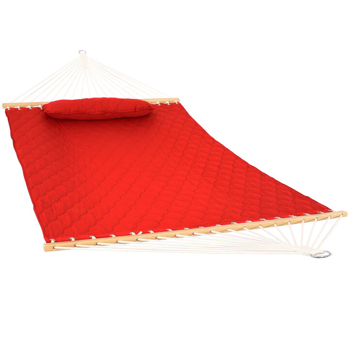 Sunnydaze Large Quilted Fabric Hammock with Spreader Bars and Pillow