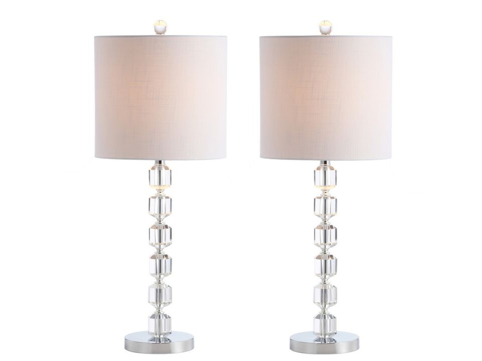 Cary Modern Stacked Crystal/Metal LED Table Lamp