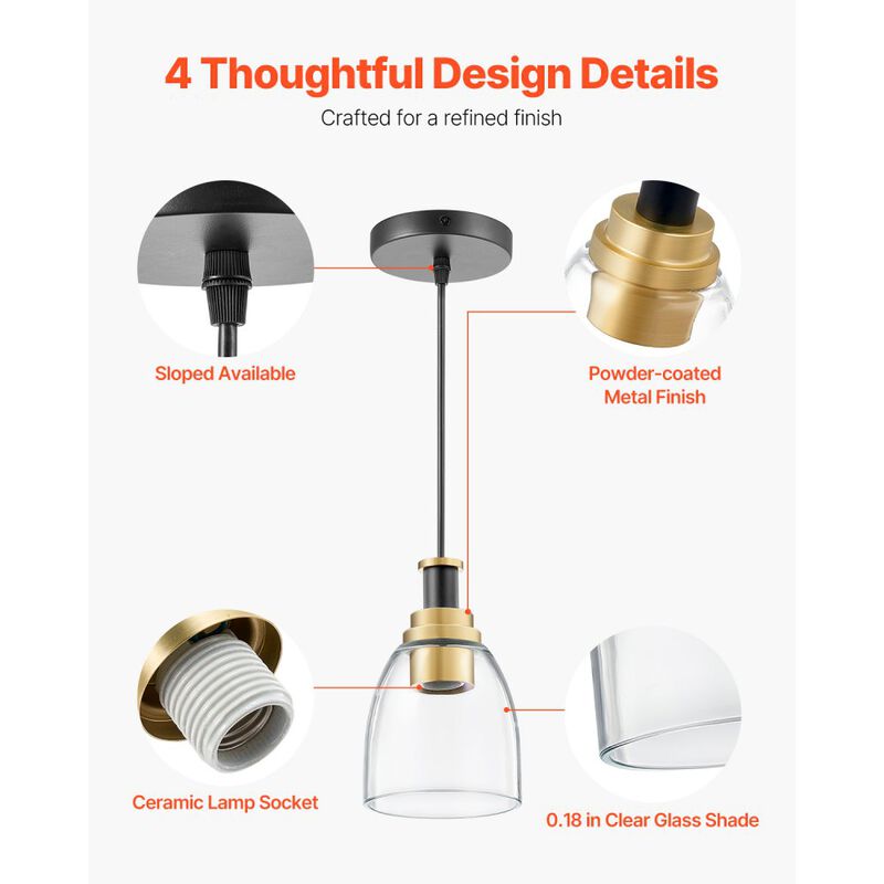 Set of 2 Pendant Light Adjustable Hanging Lights for Kitchen, Entryway, or Hallway image number 3