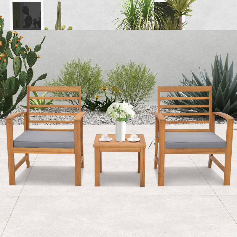 3 Pieces Outdoor Furniture Set with Soft Seat Cushions