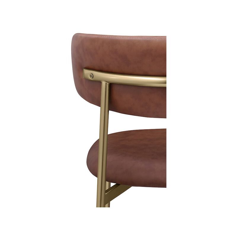 Meridian Furniture Lupita Brown Vegan Leather Dining Chair, Set of 2