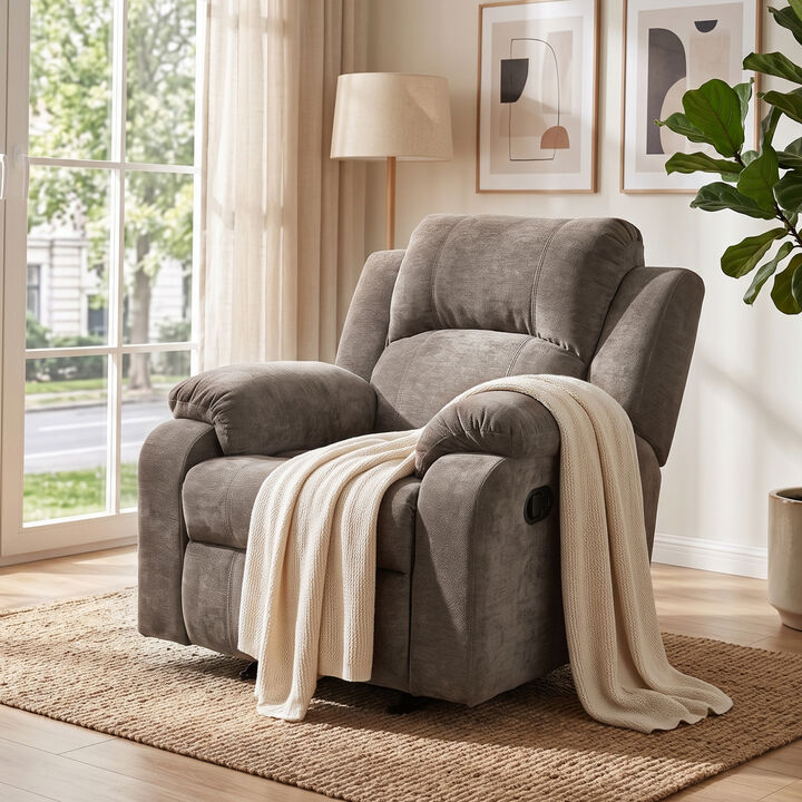 Manual Adjustable Recliner Chair, Chenille Upholstered Recliner with Adjustable Backrest, Indoor Lounge Armchair