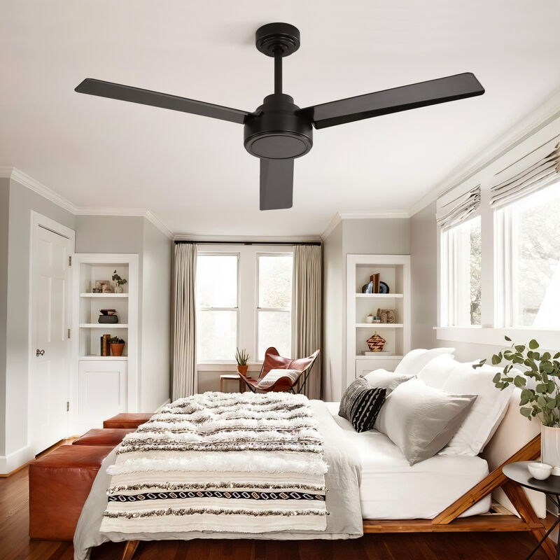 Streamdale 52 Inch Black Ceiling Fan Without Light, High Capacity DC Motor image number 5