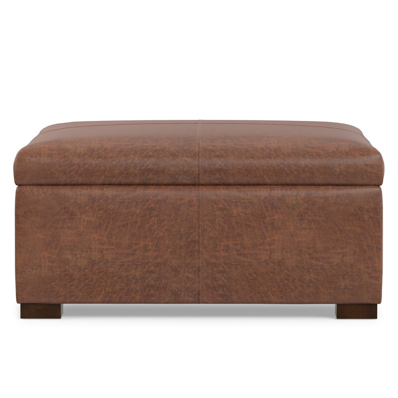Gabbie 36 inch Wide Contemporary Square Square Coffee&nbsp;Table Storage Ottoman in Distressed Saddle Brown  Vegan Faux Leather, Assembled image number 5